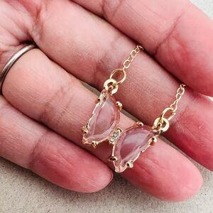 14KGP light Pink butterfly pendant & necklace